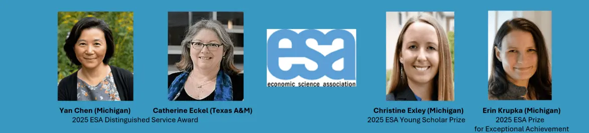 
          Economic Science Association Announces 2025 Award Winners and Fellows
  